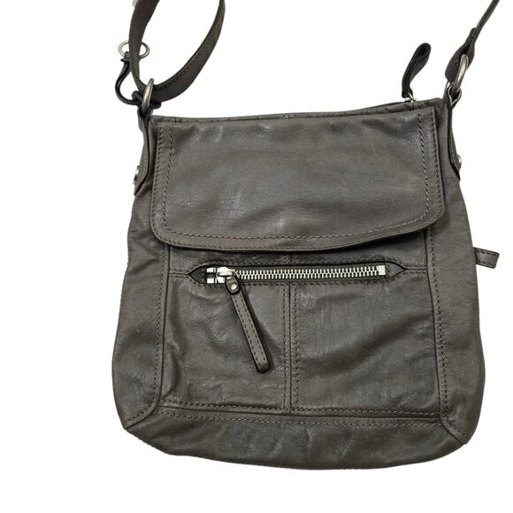 Fossil Hanover Leather Smoke Hued Crossbody Messenger Tote Bag Shoulder Purse - Picture 3 of 15